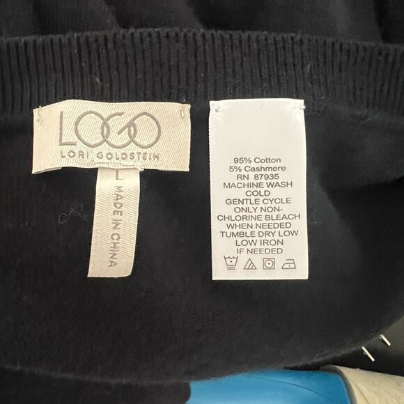 Lori By Lori Goldstein Assymetrical Tunic Sweater Cotton Cashmere Large Black - Picture 6 of 7